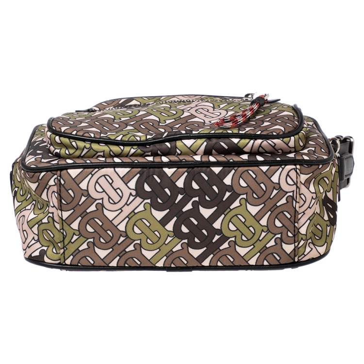 Pre Owned Burberry Tricolor TB Print Nylon and Leather Trim Messenger Bag