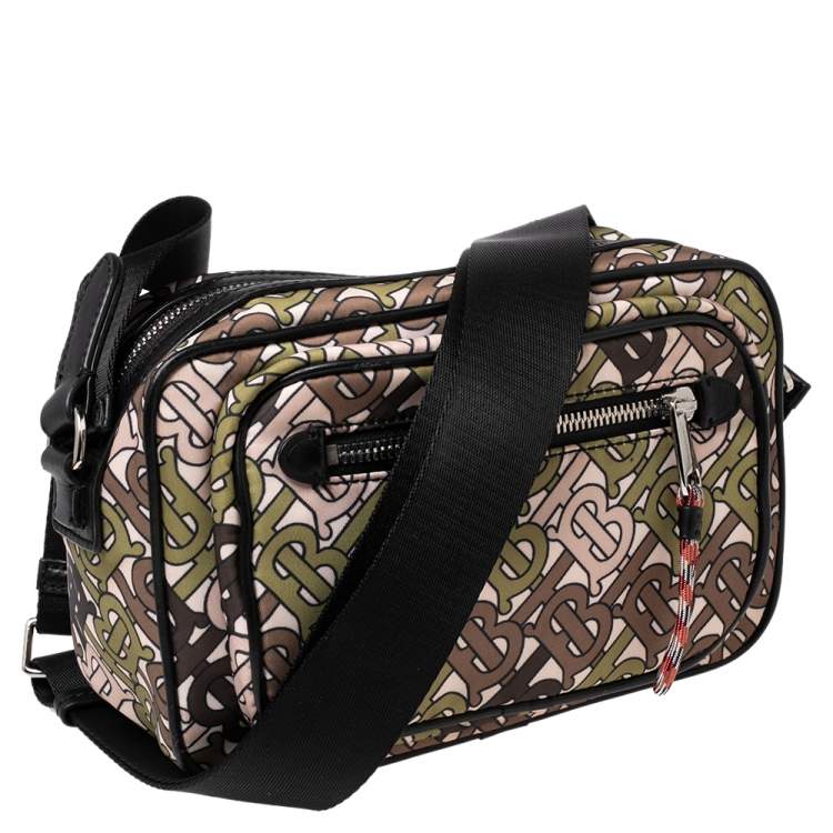 Pre Owned Burberry Tricolor TB Print Nylon and Leather Trim Messenger Bag