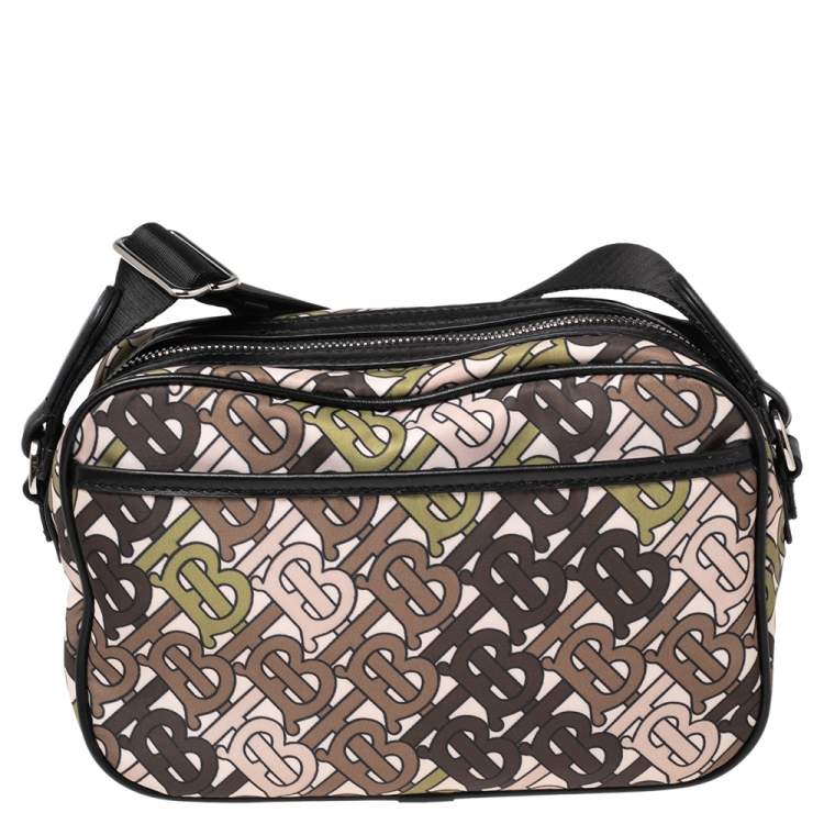 Pre Owned Burberry Tricolor TB Print Nylon and Leather Trim Messenger Bag