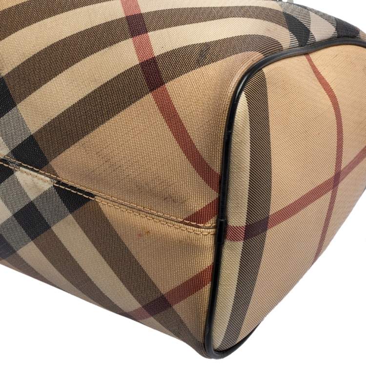 Pre Owned Burberry Beige/Black Nova Check Coated Canvas Small Bowling Bag