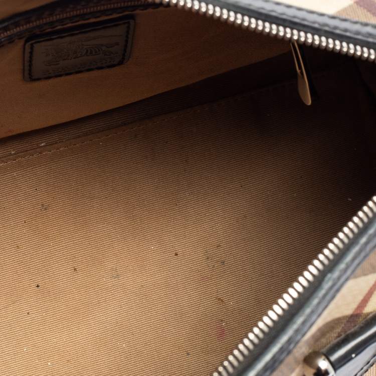Pre Owned Burberry Beige/Black Nova Check Coated Canvas Small Bowling Bag