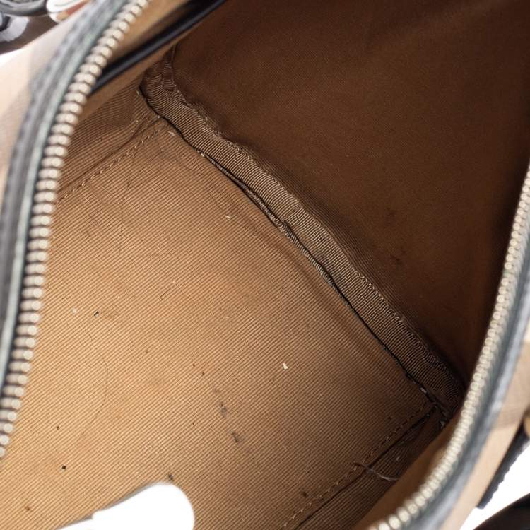 Pre Owned Burberry Beige/Black Nova Check Coated Canvas Small Bowling Bag
