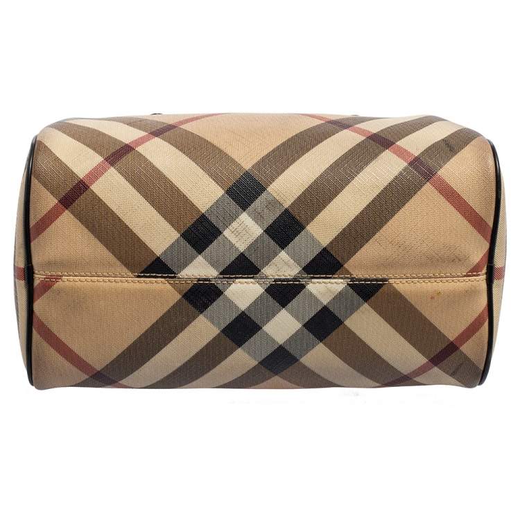 Pre Owned Burberry Beige/Black Nova Check Coated Canvas Small Bowling Bag