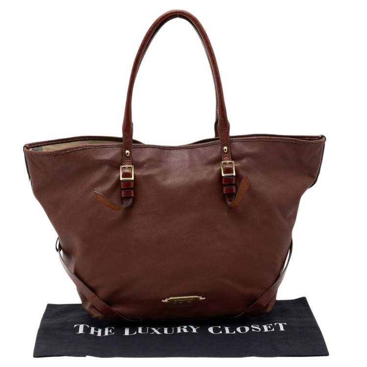 Pre Owned Burberry Brown Leather Tote