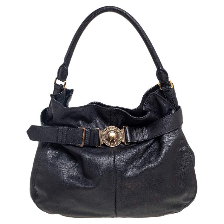 Burberry Black Leather Lambeth Hobo Burberry | The Luxury Closet