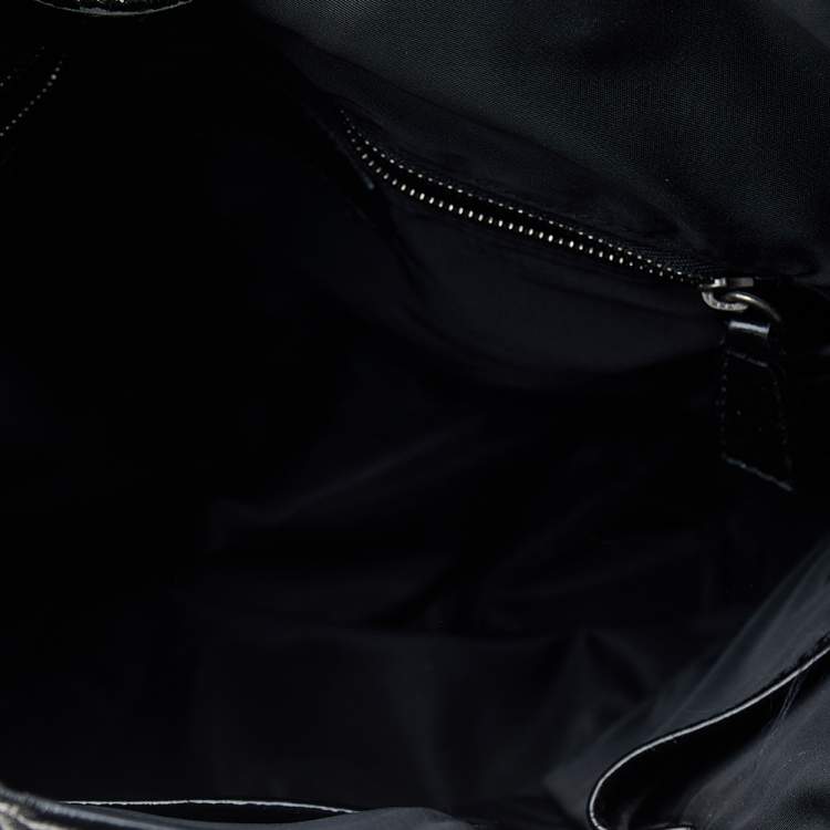 Pre Owned Burberry Black Beat Check Nylon And Patent Leather Victoria Tote