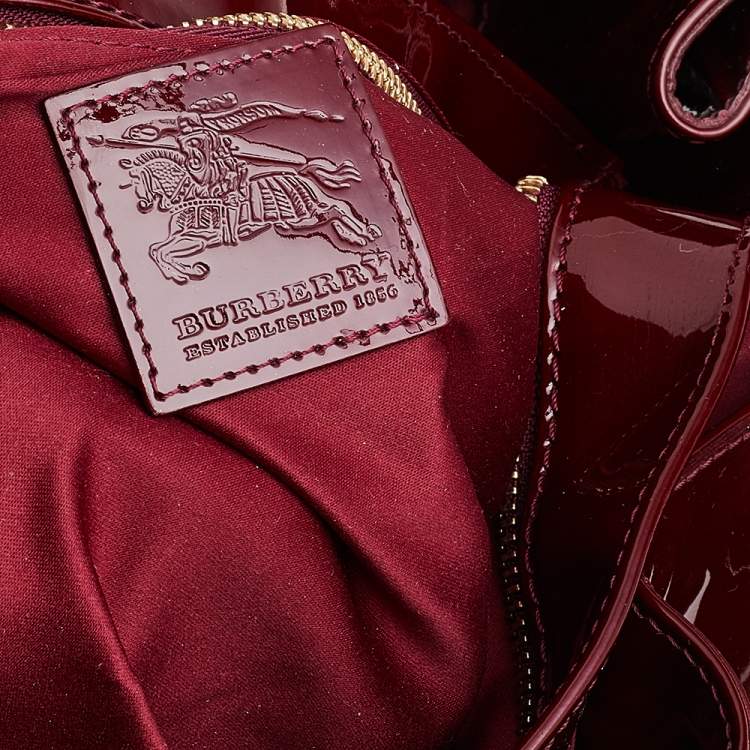 Pre Owned Burberry Burgundy Patent Leather Quilted Prorsum Beaton Tote