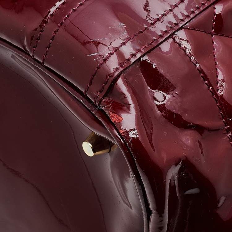 Pre Owned Burberry Burgundy Patent Leather Quilted Prorsum Beaton Tote
