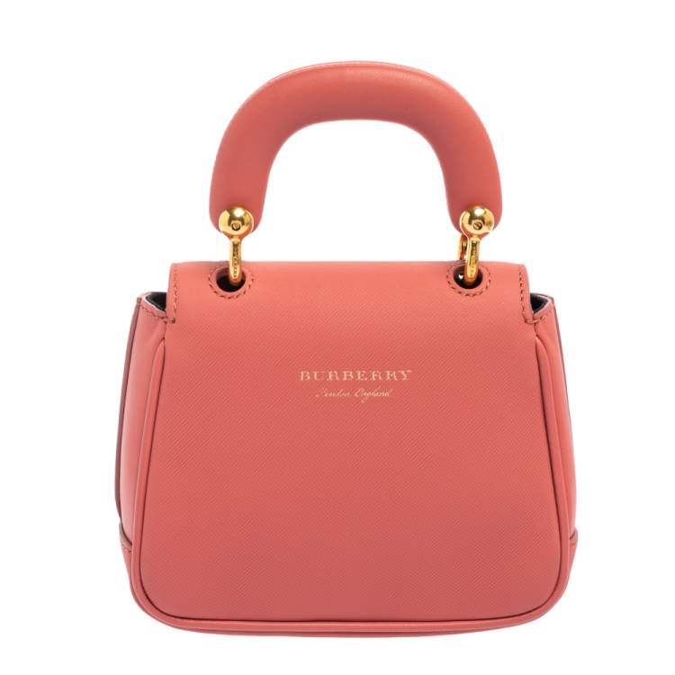 Pre Owned Burberry Pink Leather Mini DK88 Top Handle Bag