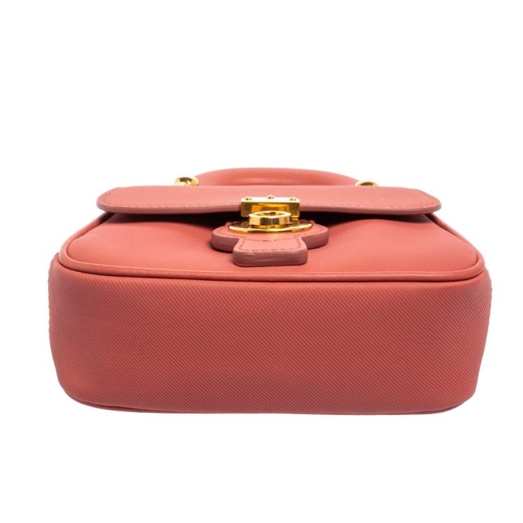 Pre Owned Burberry Pink Leather Mini DK88 Top Handle Bag