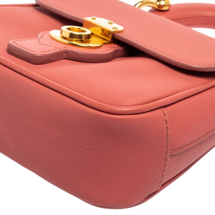 Pre Owned Burberry Pink Leather Mini DK88 Top Handle Bag
