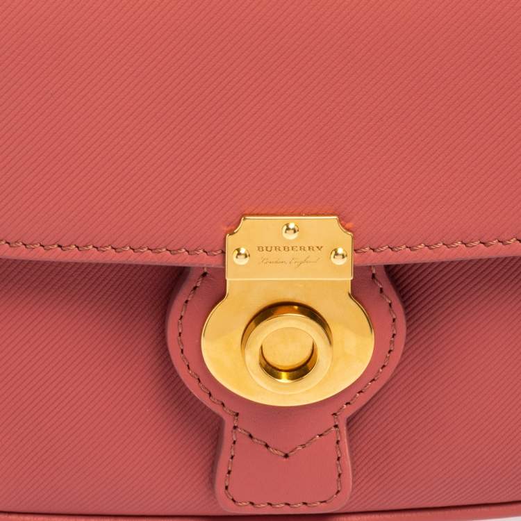 Pre Owned Burberry Pink Leather Mini DK88 Top Handle Bag