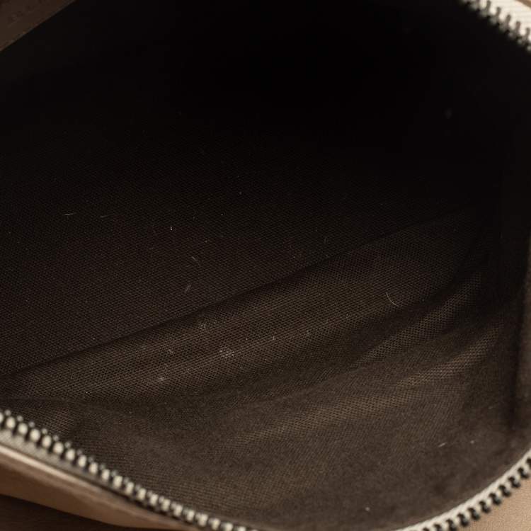 Pre Owned Burberry Beige/Grey Smoked Check PVC and Leather Bartow Bowler Bag