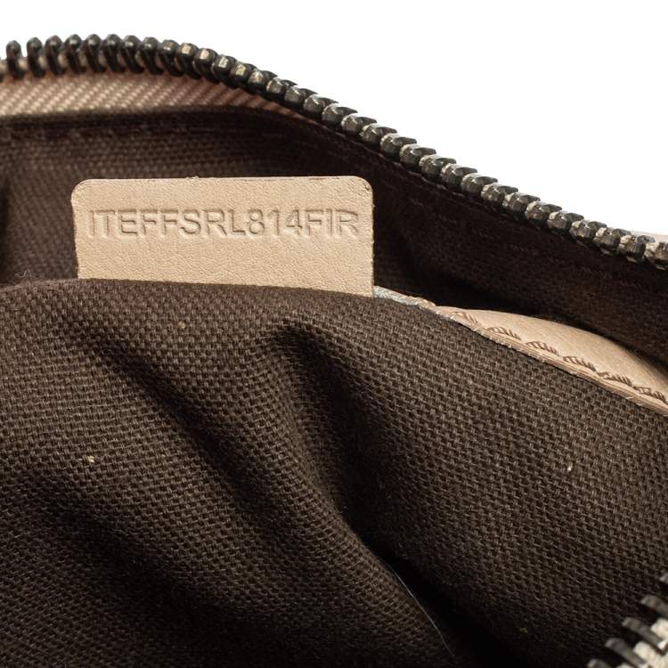 Pre Owned Burberry Beige/Grey Smoked Check PVC and Leather Bartow Bowler Bag