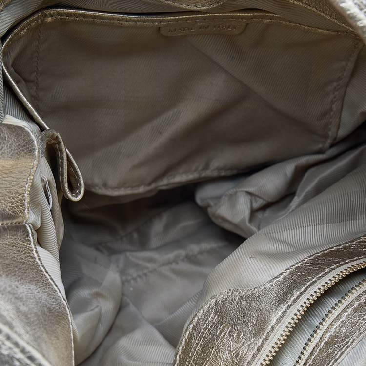 Pre Owned Burberry Metallic Gold Quilted Leather Brooke Hobo