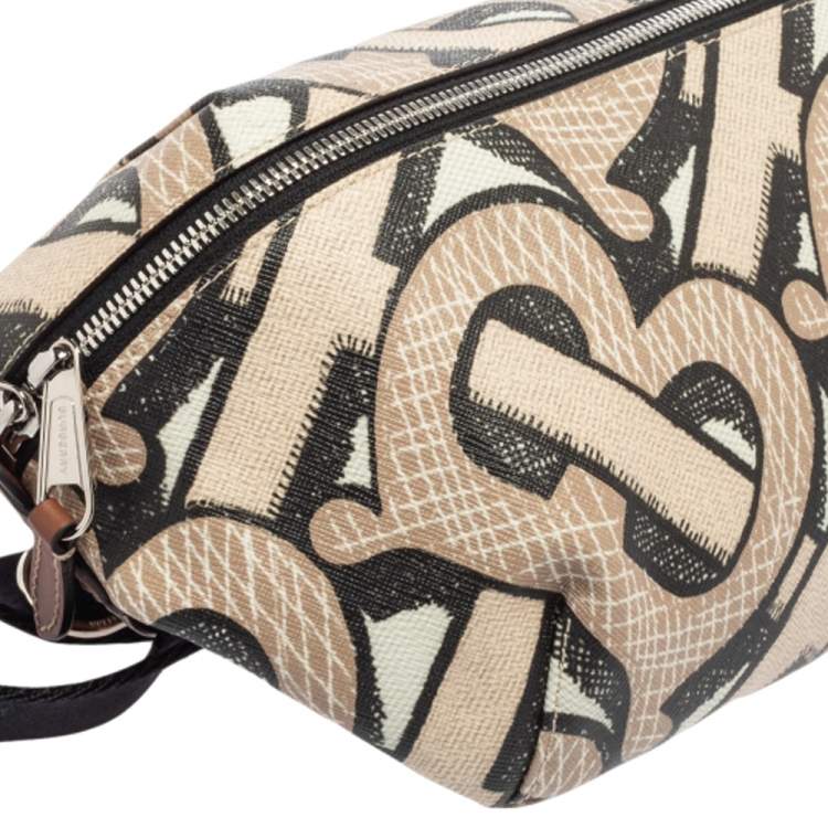Pre Owned Burberry Beige TB Monogram Print Coated Canvas Bum Bag
