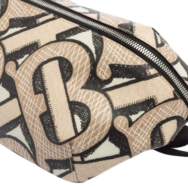 Pre Owned Burberry Beige TB Monogram Print Coated Canvas Bum Bag