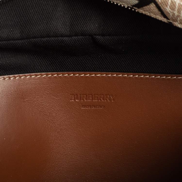 Pre Owned Burberry Beige TB Monogram Print Coated Canvas Bum Bag