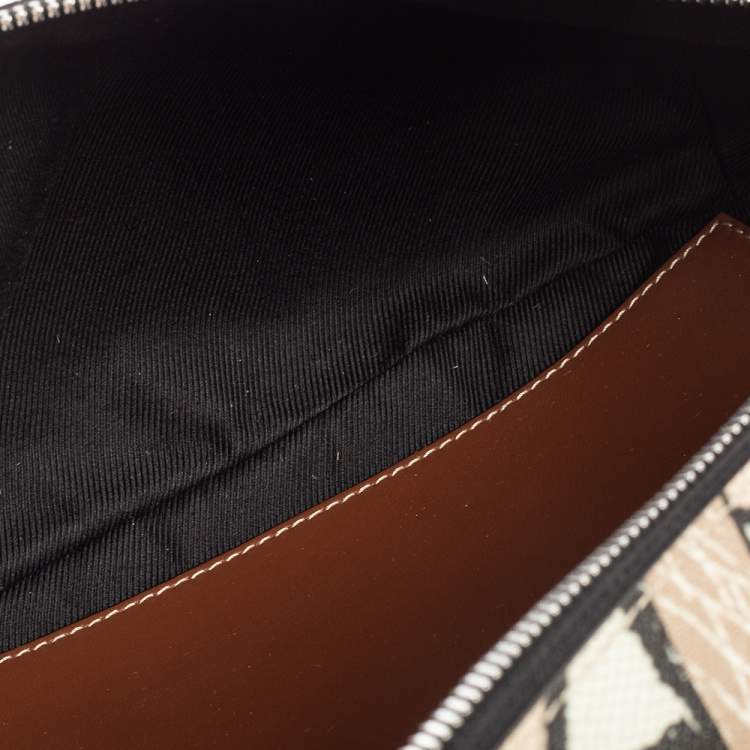 Pre Owned Burberry Beige TB Monogram Print Coated Canvas Bum Bag
