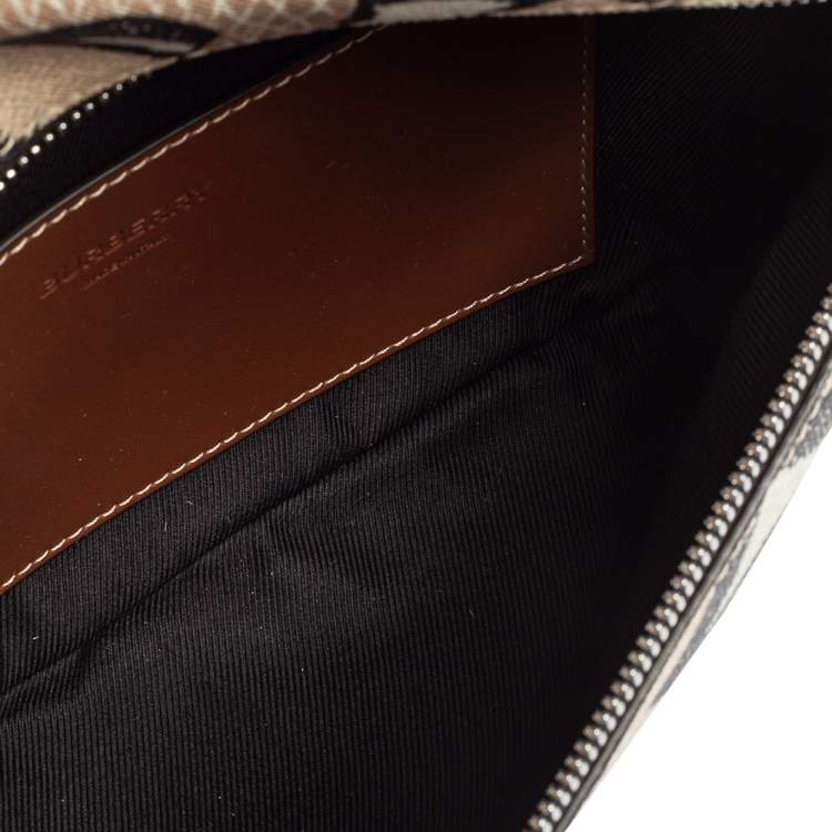 Pre Owned Burberry Beige TB Monogram Print Coated Canvas Bum Bag