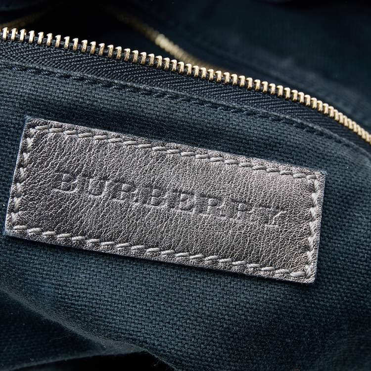 Pre Owned Burberry Metallic Grey Nova Check Coated Canvas And Leather Canterbury Tote