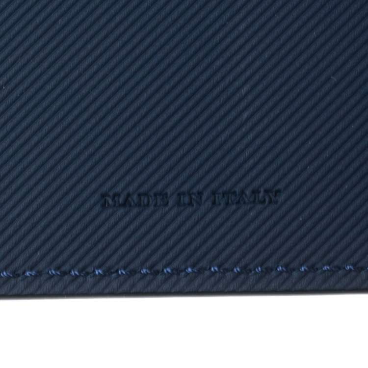 مملوكة مسبقًا Burberry Navy Blue Leather Zip Around Wristlet Clutch