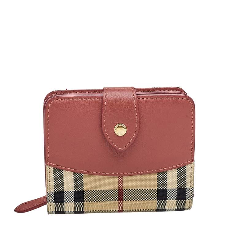 Burberry Beige Red Horseferry Check Canvas and Leather Finsbury Wallet Burberry The Luxury Closet