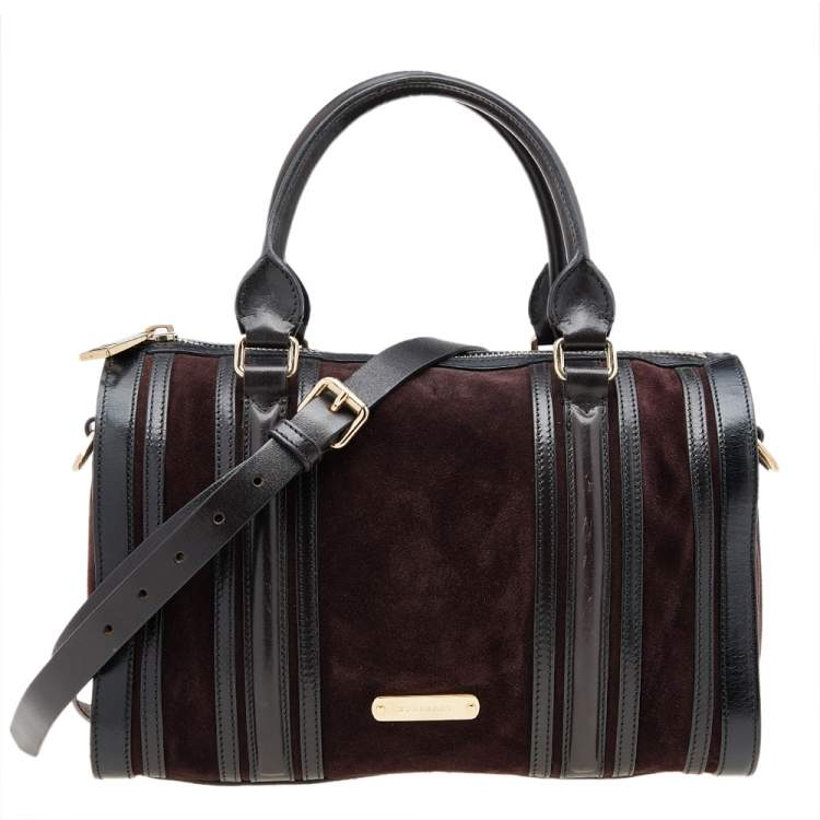 Pre Owned Burberry Tri-Color Leather And Suede Medium Alchester Bowling Bag