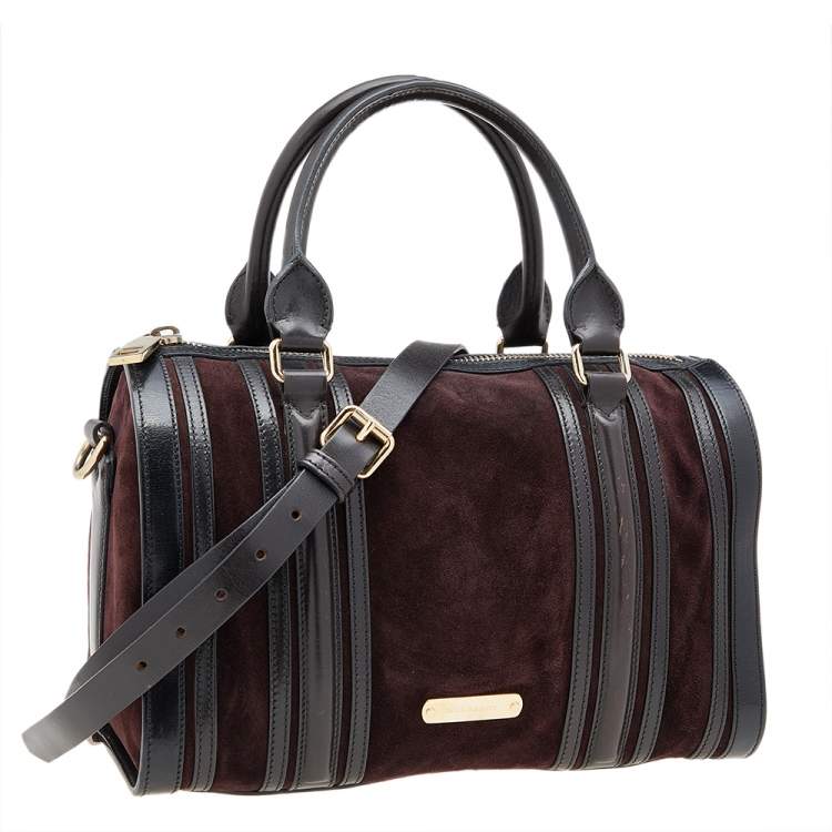 Pre Owned Burberry Tri-Color Leather And Suede Medium Alchester Bowling Bag