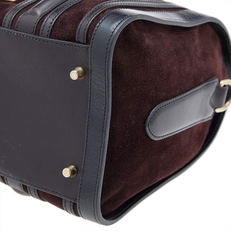 Pre Owned Burberry Tri-Color Leather And Suede Medium Alchester Bowling Bag