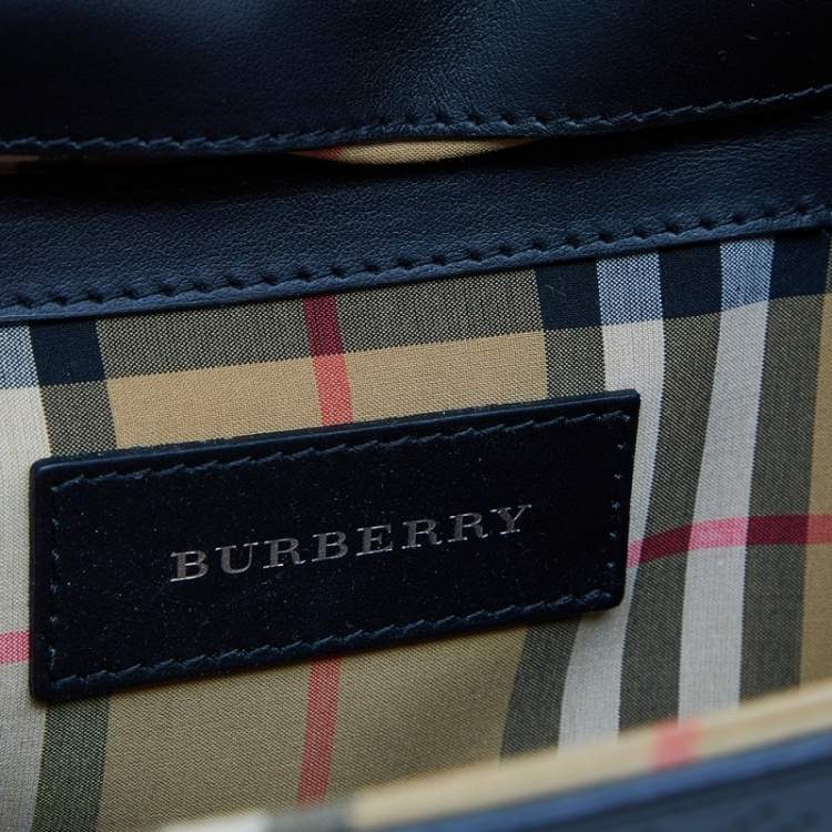 Pre Owned Burberry Black Logo Perforated Leather Small Macken Crossbody Bag