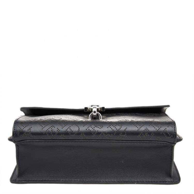 Pre Owned Burberry Black Logo Perforated Leather Small Macken Crossbody Bag