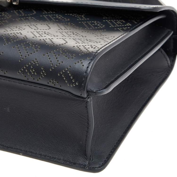 Pre Owned Burberry Black Logo Perforated Leather Small Macken Crossbody Bag