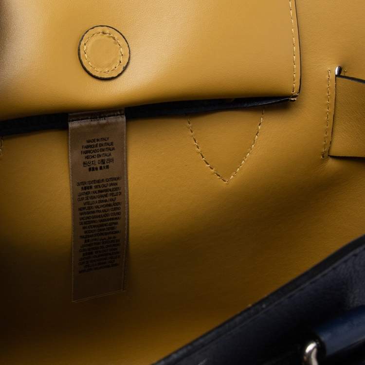 Pre Owned Burberry Navy Blue Leather Small Belt Tote