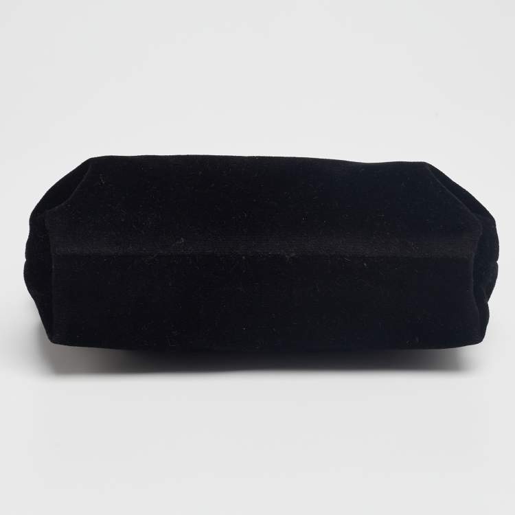 Pre Owned Burberry Black Velvet Crystal Embellished Pin Clutch