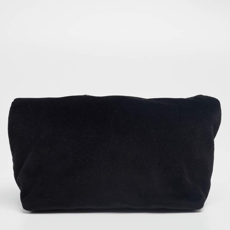 Pre Owned Burberry Black Velvet Crystal Embellished Pin Clutch