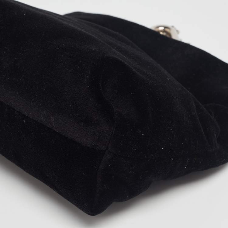 Pre Owned Burberry Black Velvet Crystal Embellished Pin Clutch