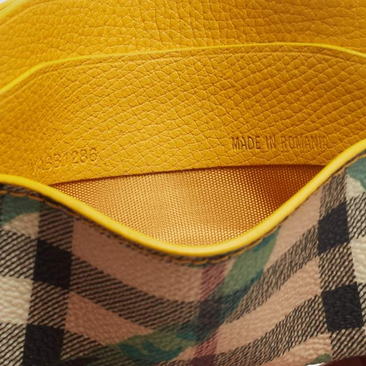 Pre Owned Burberry Multicolor Izzy Haymarket Flower Check Coated Canvas and Leather Card Holder