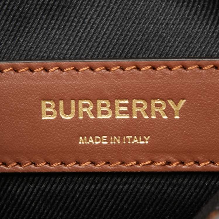 Pre Owned Burberry Brown/Tan TB Monogram Coated Canvas and Leather Messenger Bag