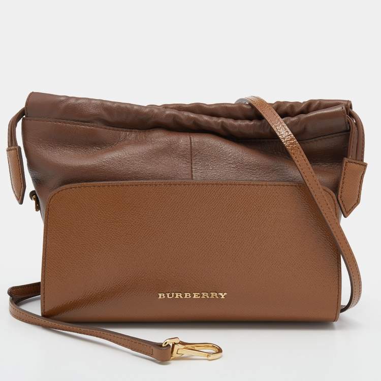 Burberry Brown Patent and Leather Drawstring Crossbody Bag