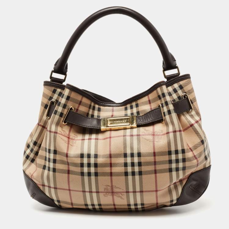 Burberry Beige-Black House Check PVC And Leather Round Coin Pouch Burberry  | The Luxury Closet