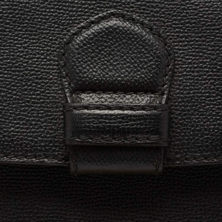 Pre Owned Burberry Black/Beige Leather And House Check Fabric Small Camberley Top Handle Bag