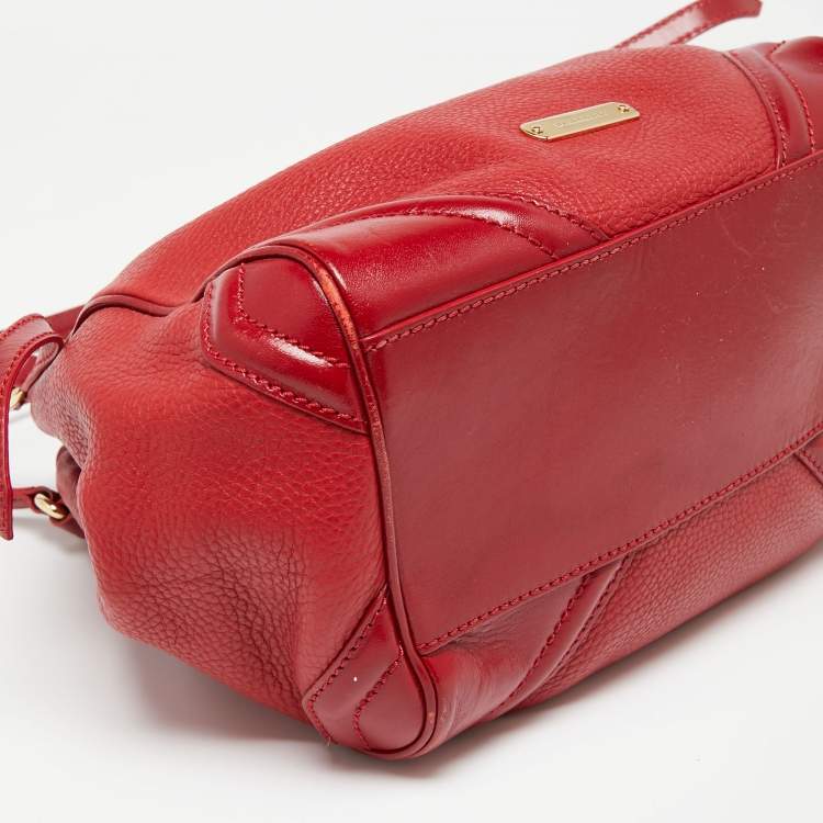 Pre Owned Burberry Red Leather Small Canterbury Tote