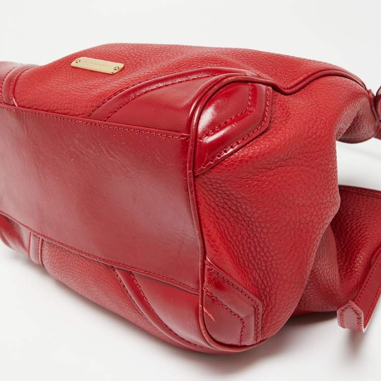 Pre Owned Burberry Red Leather Small Canterbury Tote