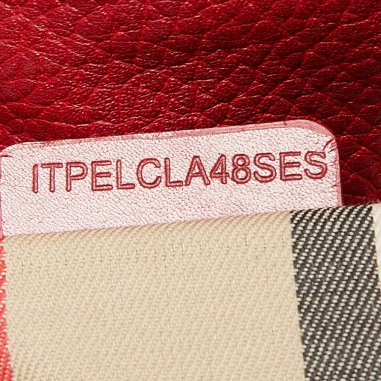 Pre Owned Burberry Red Leather Small Canterbury Tote