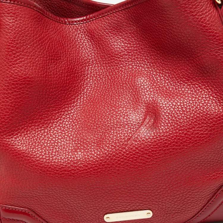 Pre Owned Burberry Red Leather Small Canterbury Tote