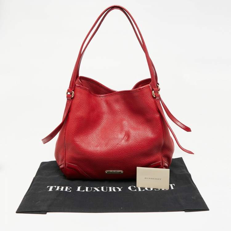 Pre Owned Burberry Red Leather Small Canterbury Tote