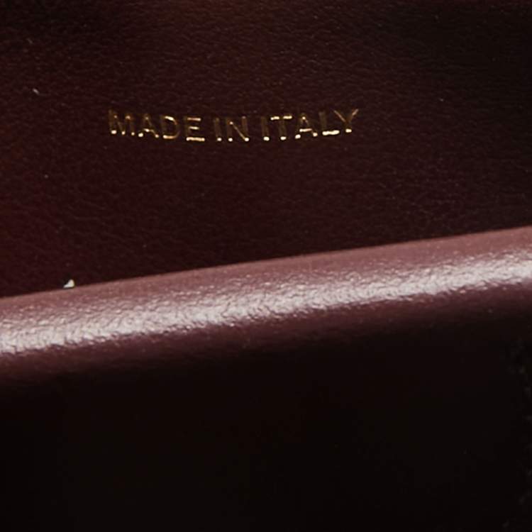 Pre Owned Burberry Burgundy TB Monogram Leather Chain Card Case