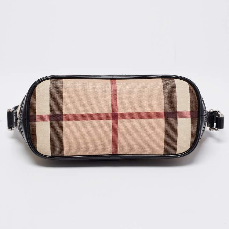 Pre Owned Burberry Black/Beige Novacheck Pvc and Leather Pochette Bag