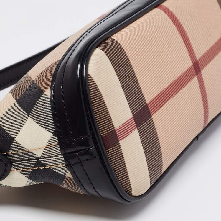 Pre Owned Burberry Black/Beige Novacheck Pvc and Leather Pochette Bag